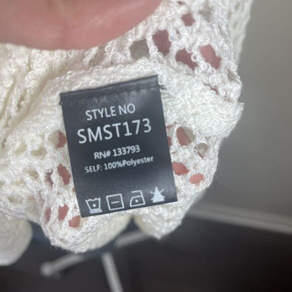 Pol Anthropologie Ivory Open Knit Oversized Pullover Boho Sweater Lace Pocket - Picture 9 of 11